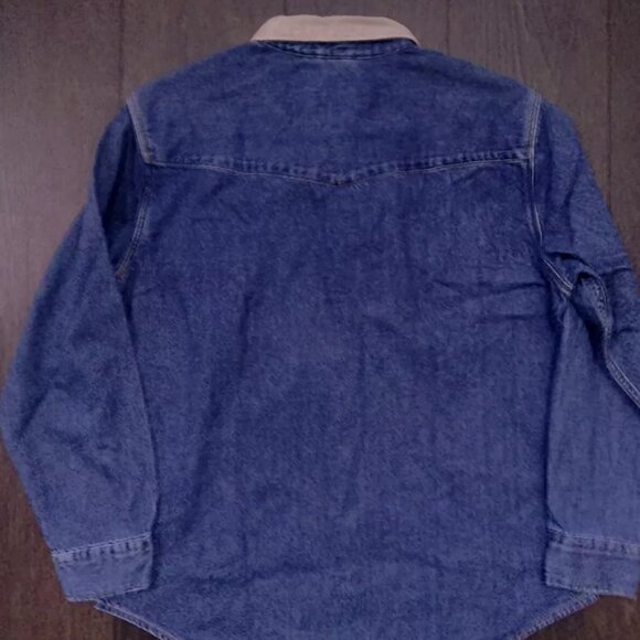 Levi's Strauss Blue Denim Long Sleeve Shirt Size Large Corduroy Collar - Picture 2 of 4
